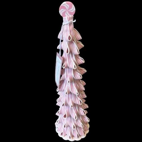 Cupcakes & Cashmere Peppermint Candy Ribbon Taffy Christmas Tree 19in Pink NEW - Picture 11 of 13
